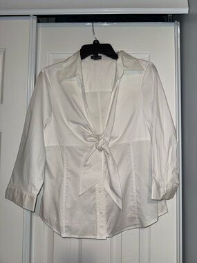 TWO White Button Down Blouses (Kenneth Cole & Anne Klein)